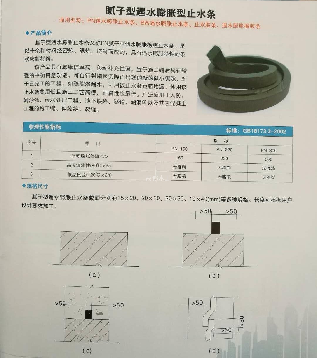 腻子型遇水膨胀型止水条(图1)